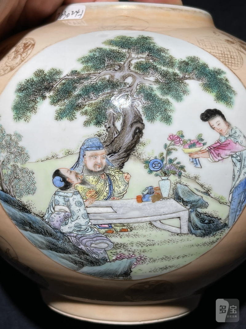 民国 粉彩人物纹皮灯一对 - 图6